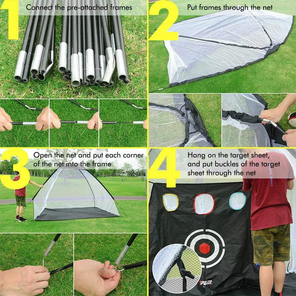 10 Foot Golf Practice Net Bundle - 2021 Golf Net & 3x3 Foot Golf Mat