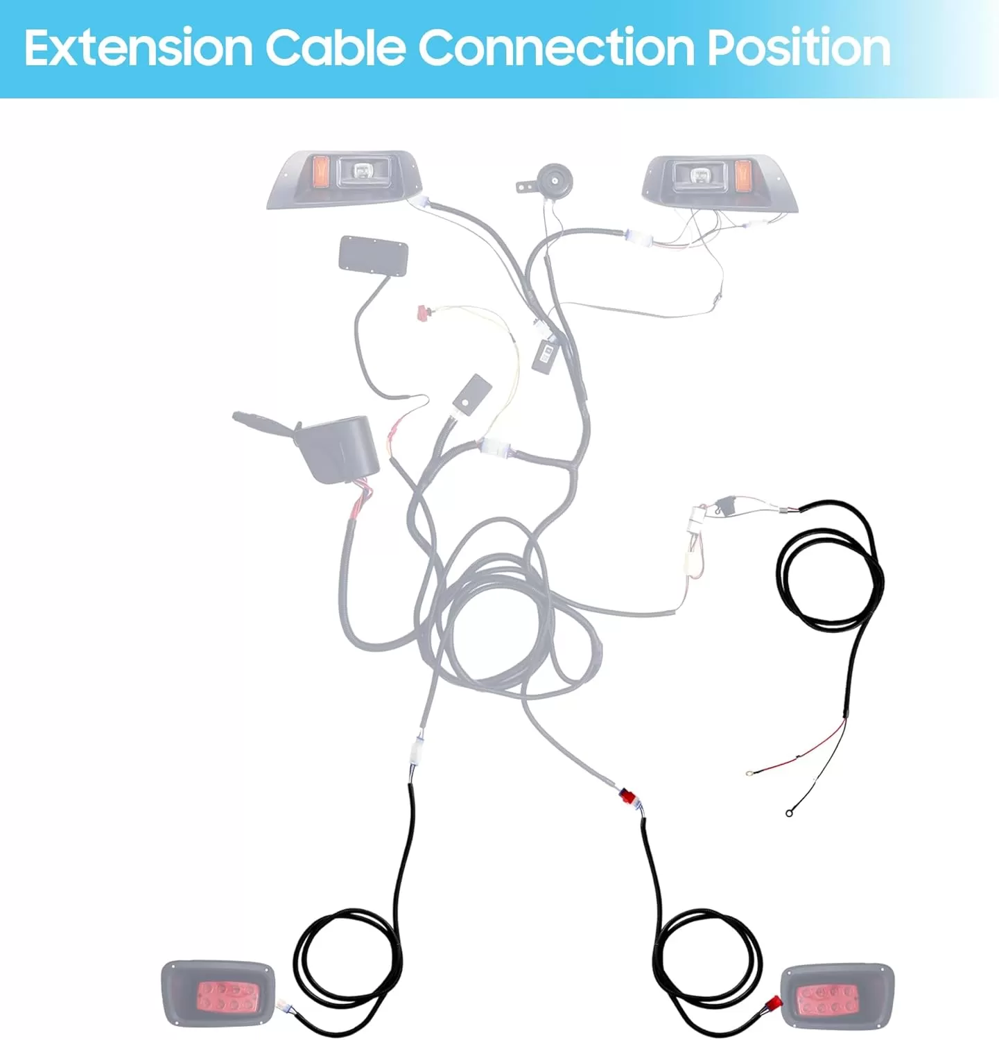 6 Passenger Golf Cart Tail Light and Power Extension Cord fits most models - 10L0L