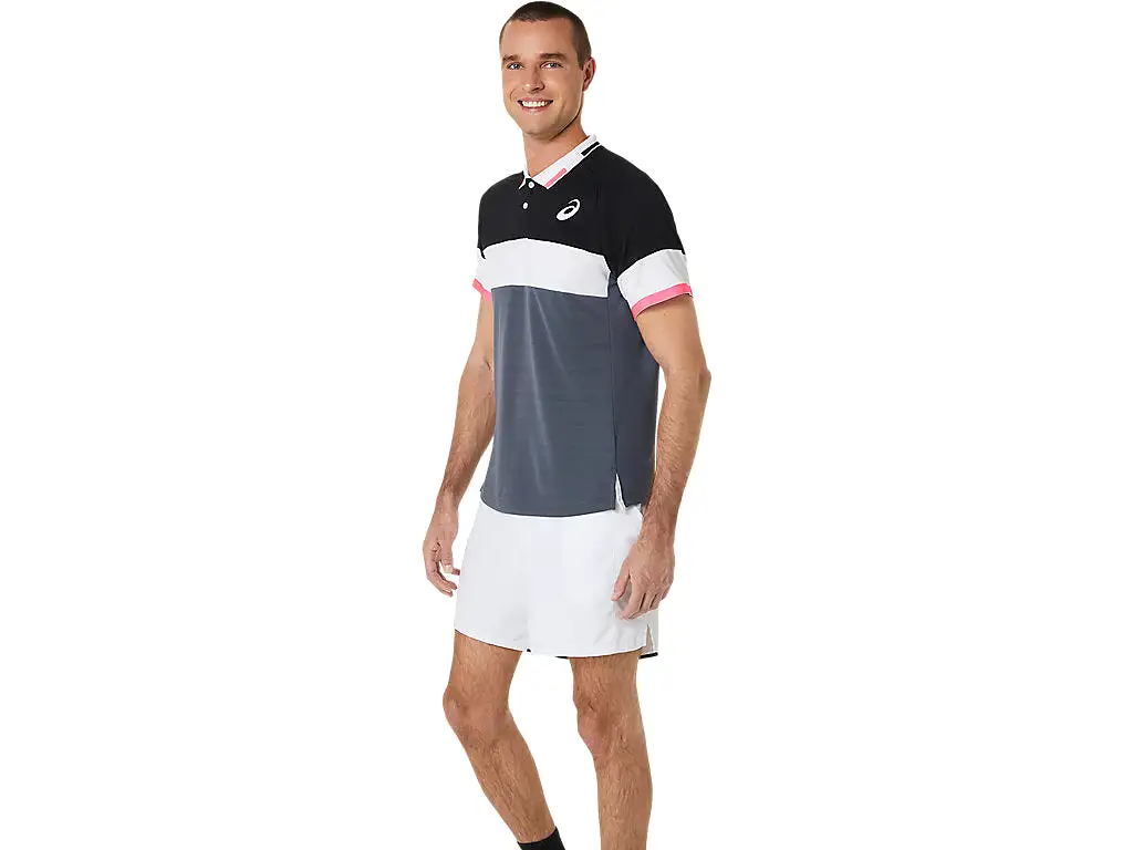 Asics Polo Shirt Match Heren Zwart Grijs