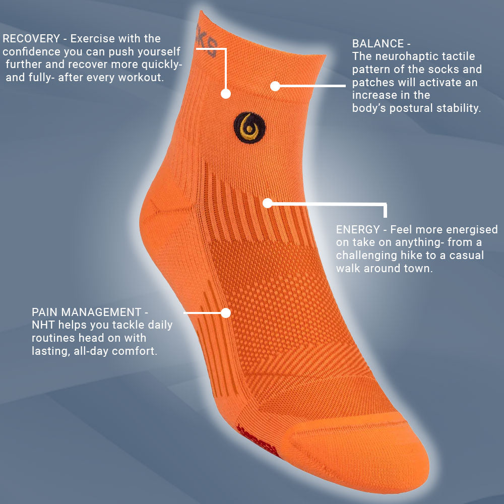 Biowin Neurosocks - Athletic Mini Crew - Neon Orange