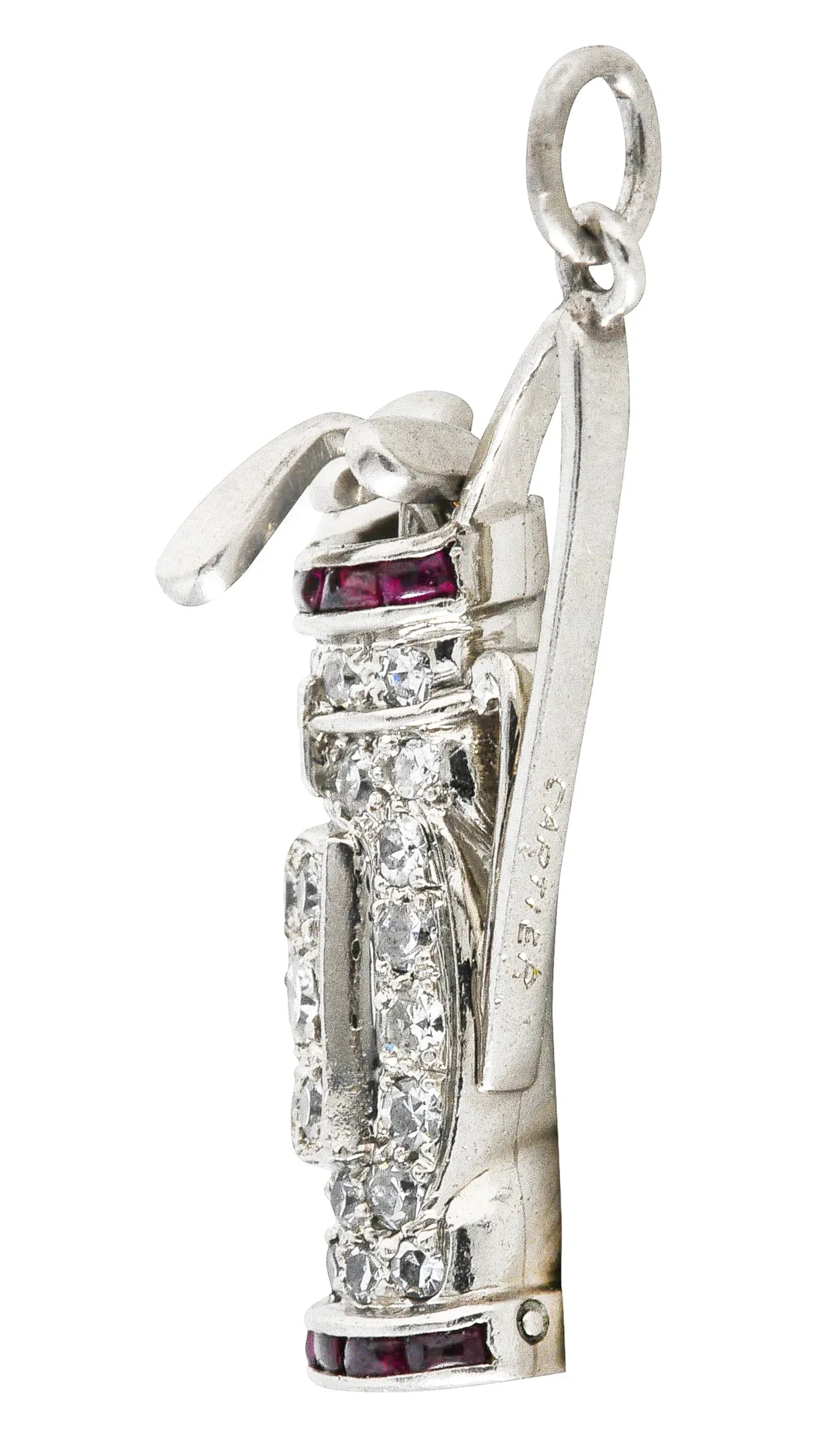 Cartier Art Deco Pavè Diamond Ruby Platinum Golf Club Charm