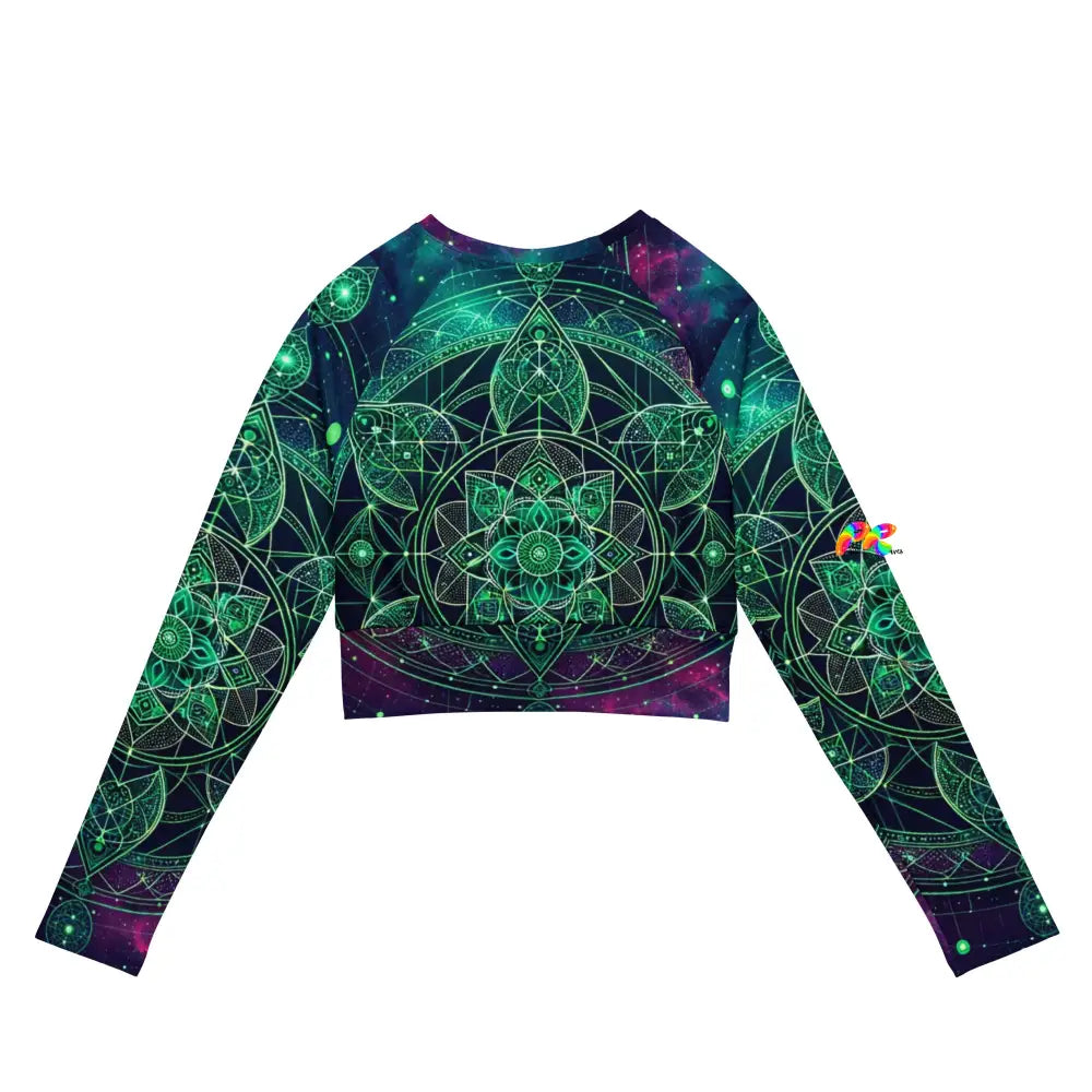 Cosmic Emerald Long Sleeve Athletic Crop Top