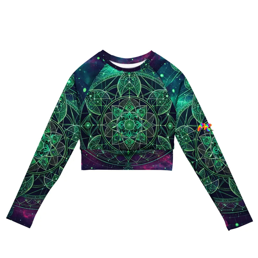 Cosmic Emerald Long Sleeve Athletic Crop Top