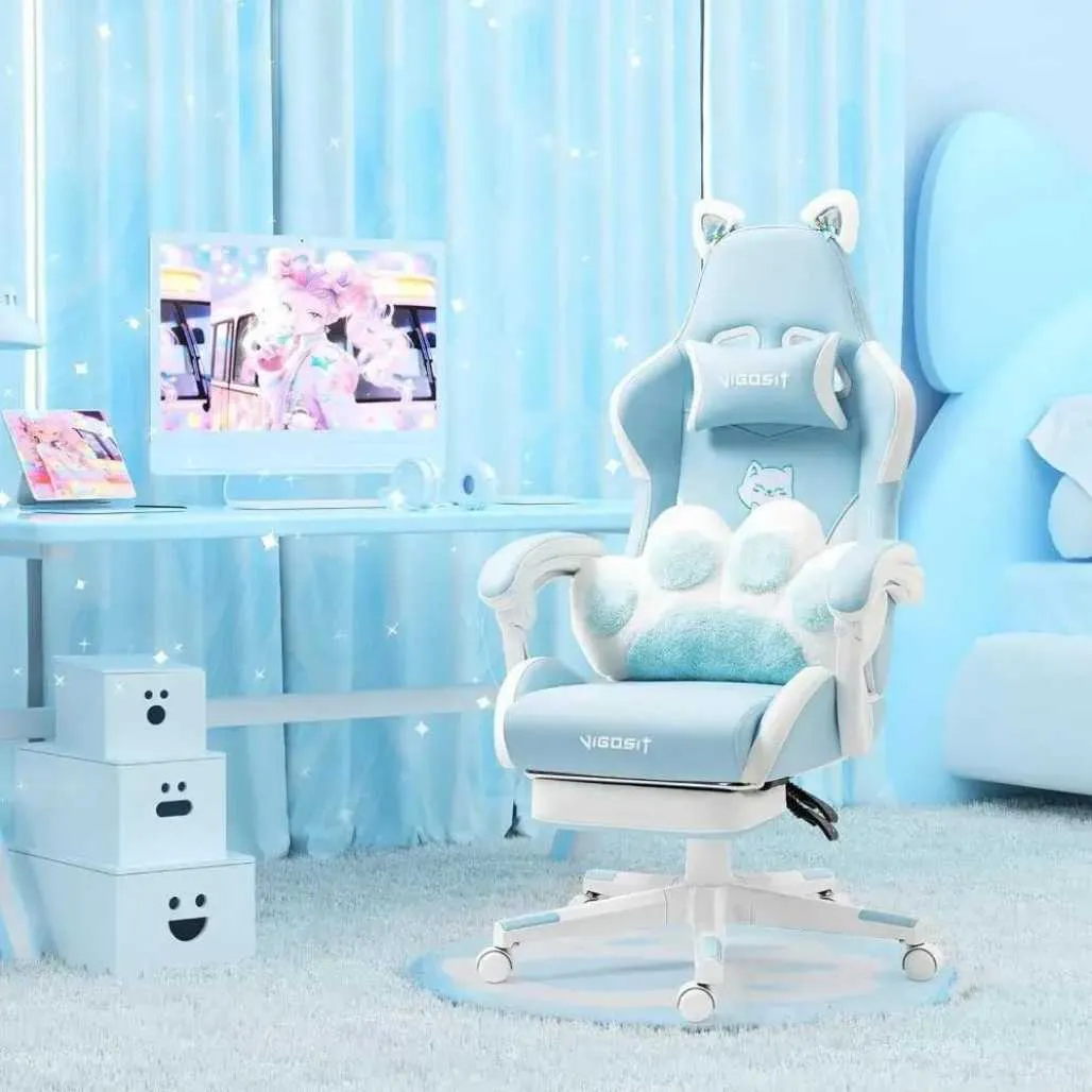 Cute Pink Cat Paw Anime Gaming Chairs