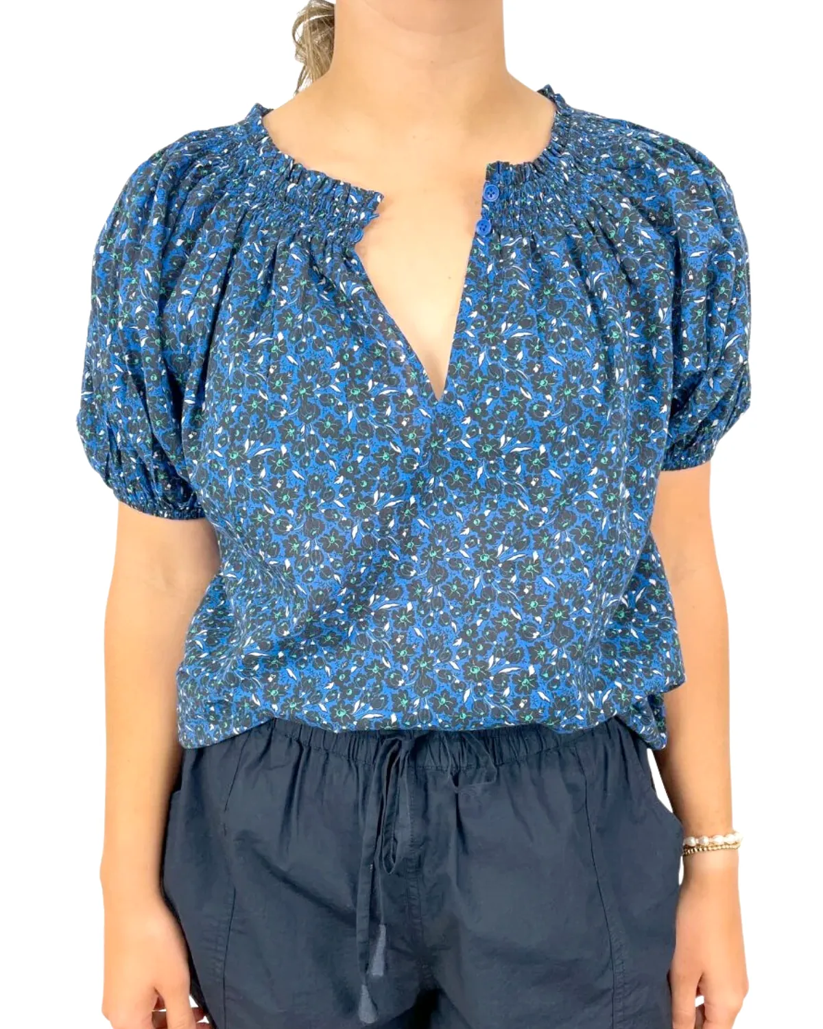 Esparta Short Sleeve Top (Spagliato Floral Blue)