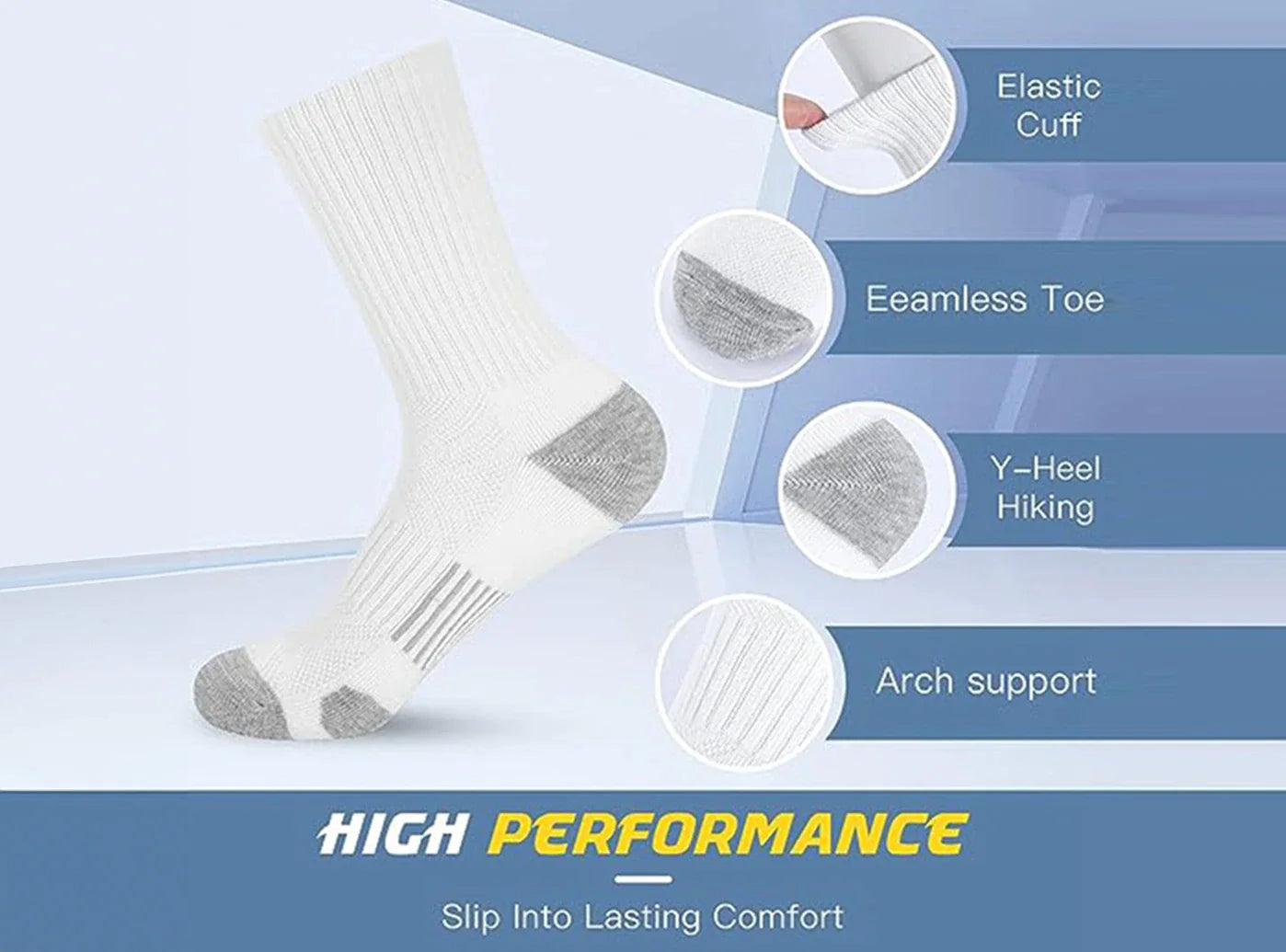 FitVille SportStep Athletic Mid Socks 5-Pair Bundle (for Men)