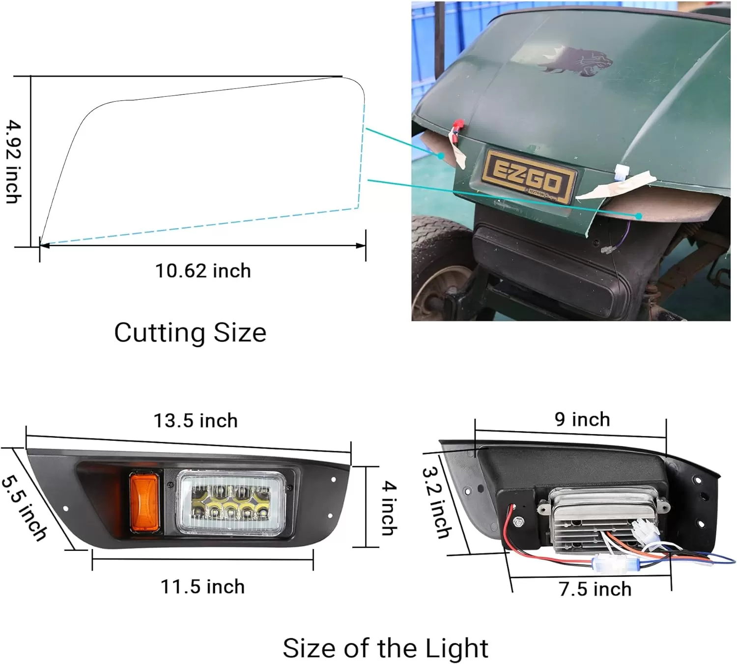 Golf Cart Headlights and Taillights Kit for EZGO TXT 1995-2013 - 10L0L