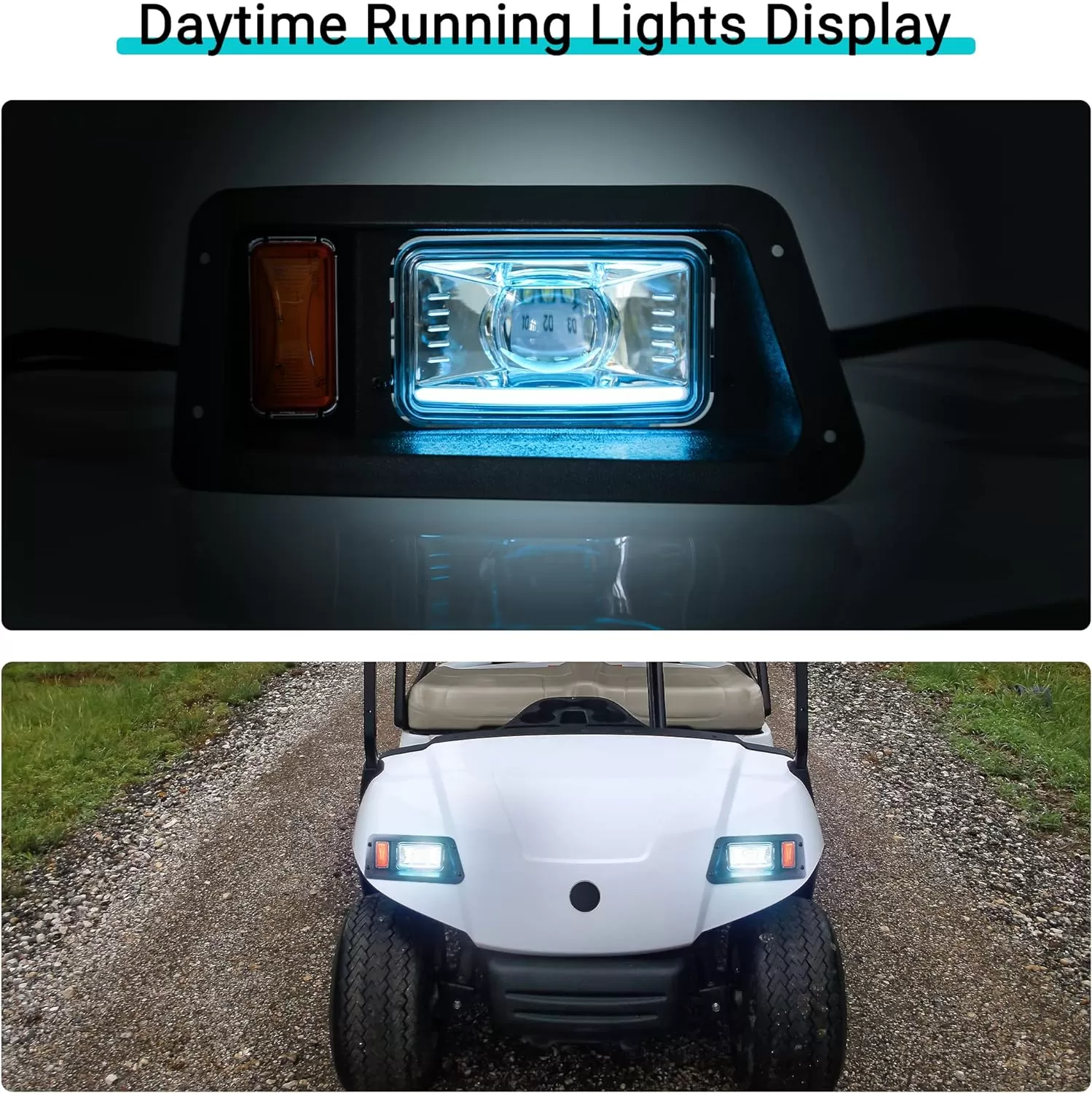 Golf Cart LED Light Kit 12V-48V Daytime Running Light for Yamaha Headlights - 10L0L