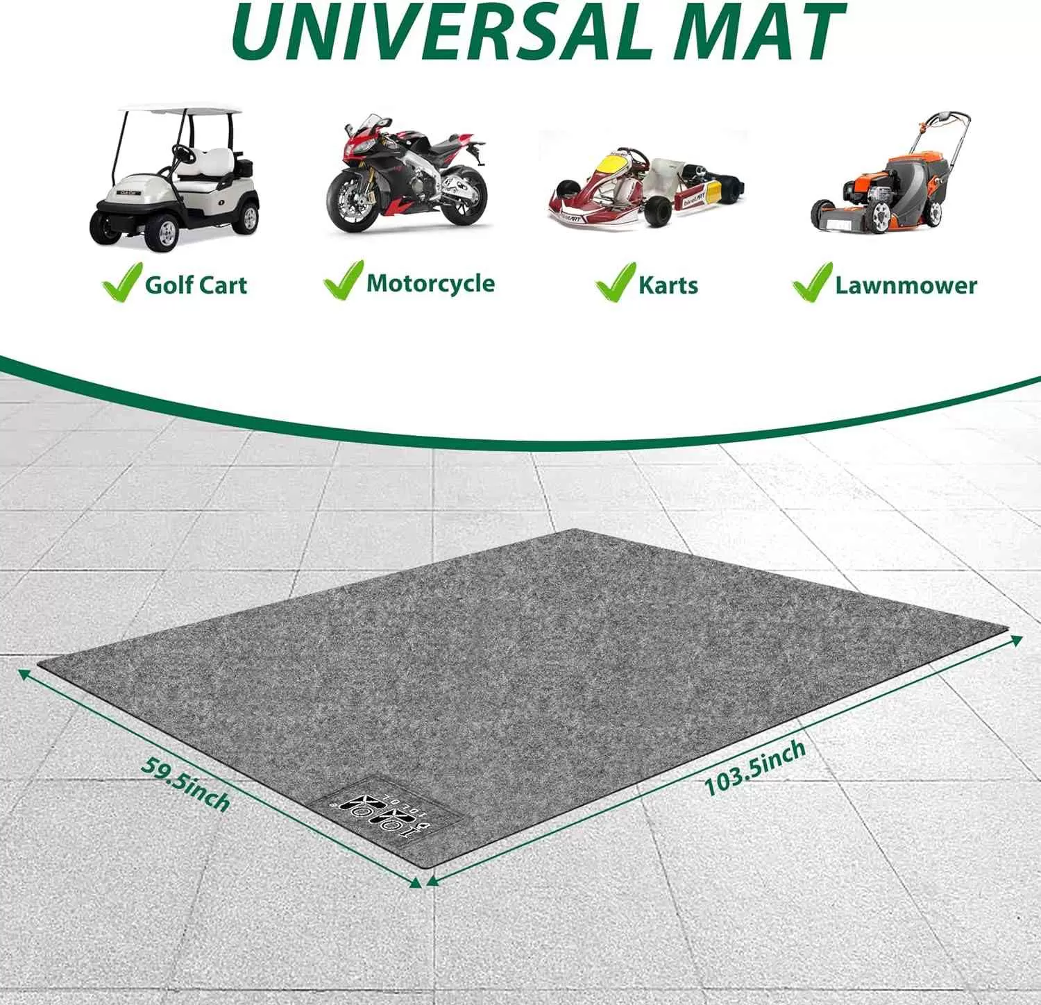 Golf Cart Mat Premium Garage Floor Mat for Club Car EZGO Yamaha - 10L0L