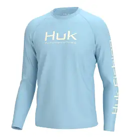 'Huk' Men's Pursuit Performance Vented Crew Neck - Crystal Blue