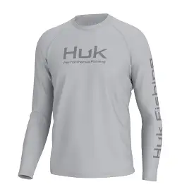 'Huk' Men's Pursuit Performance Vented Crew Neck - Harbor Mist