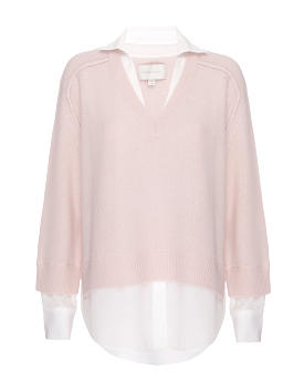 Layered V-Neck Pullover (Paloma/White)