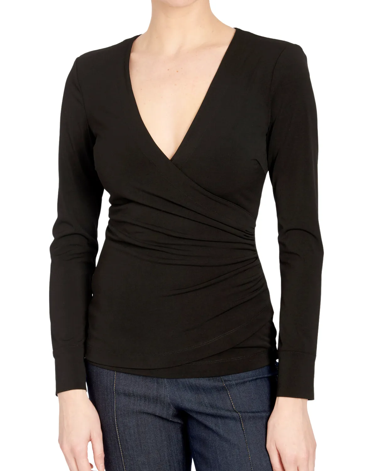 Lina Knit Vneck Top (Black)