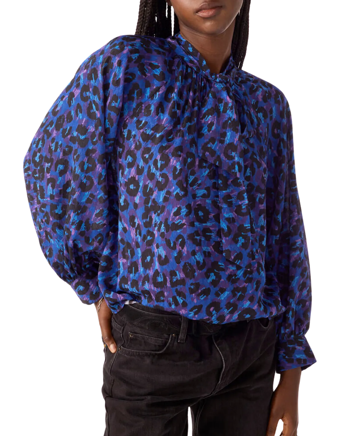 Loma Blouse (Blue Cheetah)