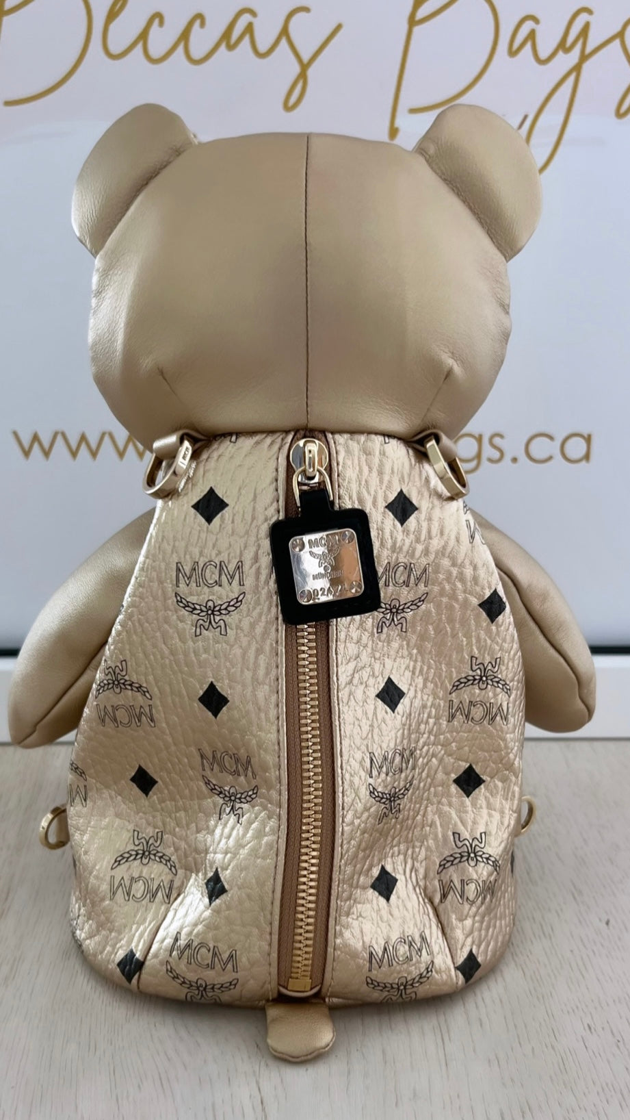 MCM Berlin Gold Zoo Teddy Bear Backpack