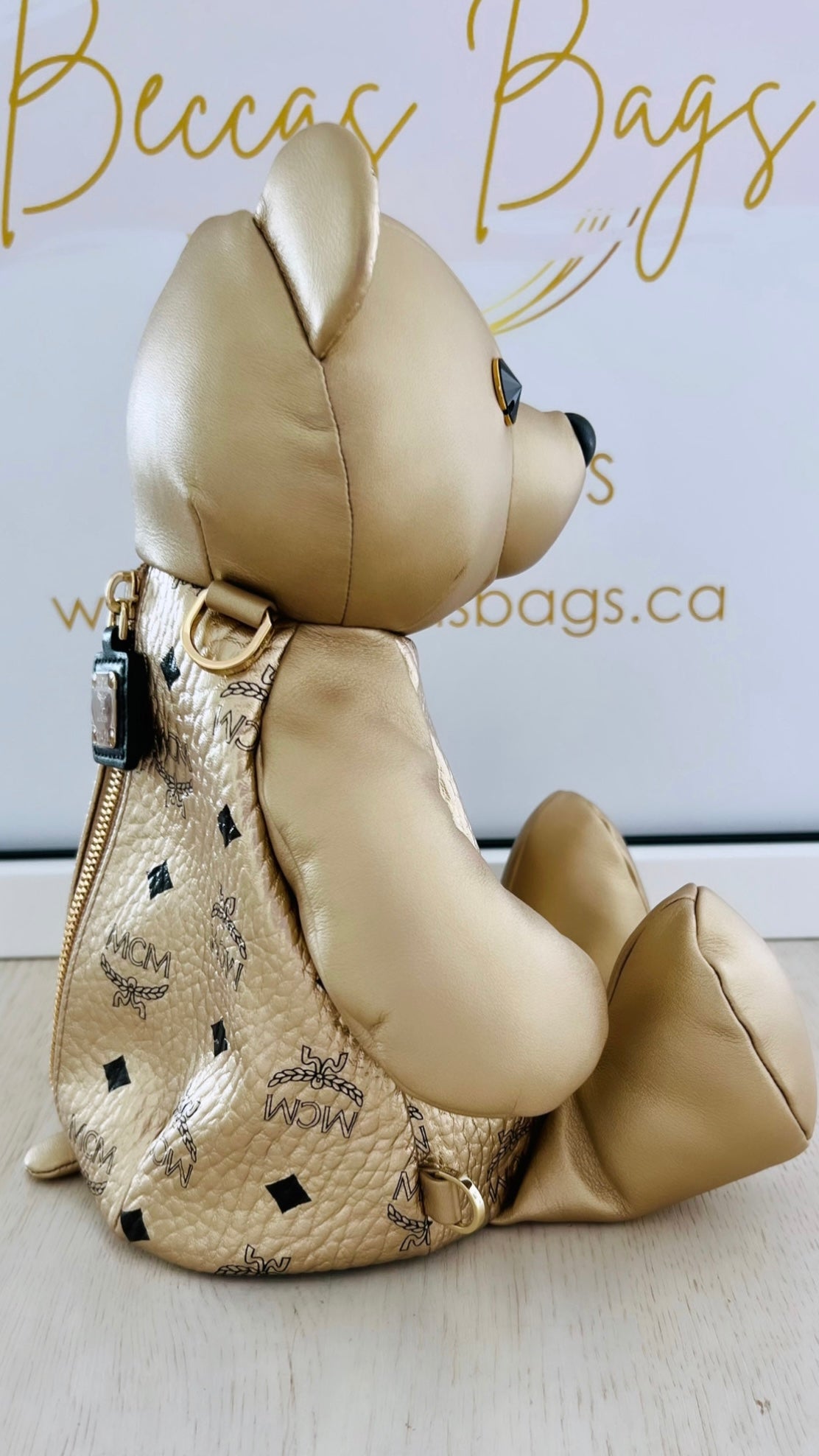 MCM Berlin Gold Zoo Teddy Bear Backpack