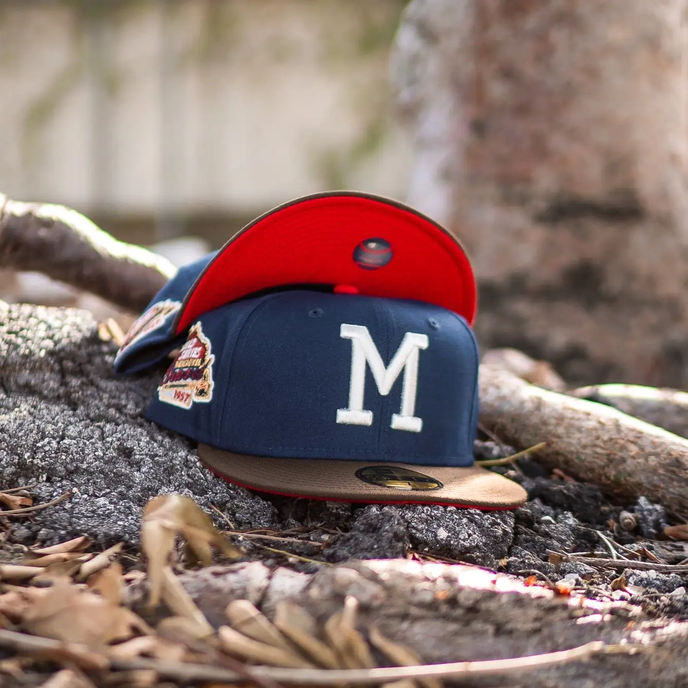 New Era Milwaukee Braves 1957 World Series Red Wool UV (Navy/Mocha)