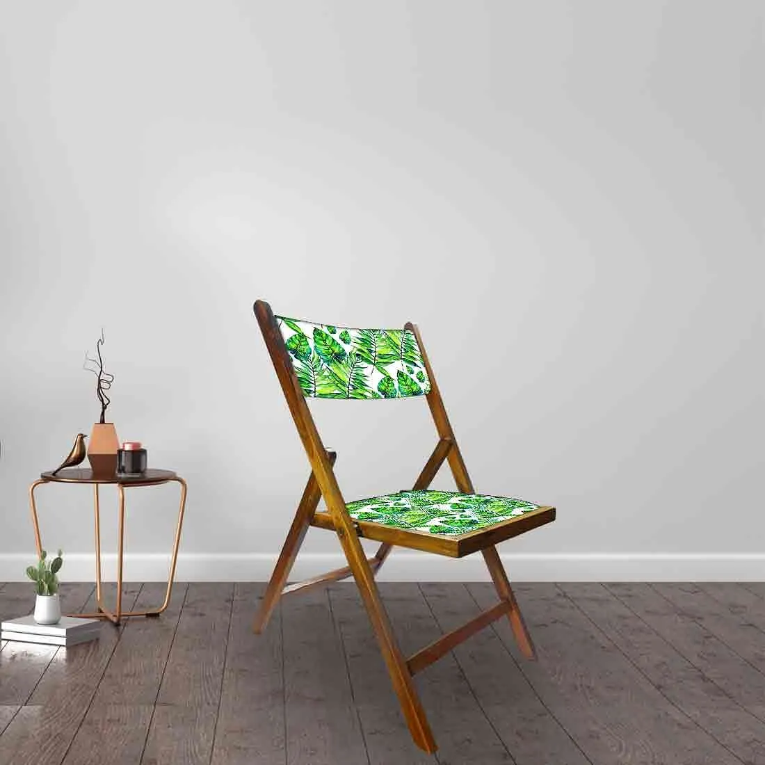 Nutcase Wooden Chairs For Balcony Patio - Light Green Leaves