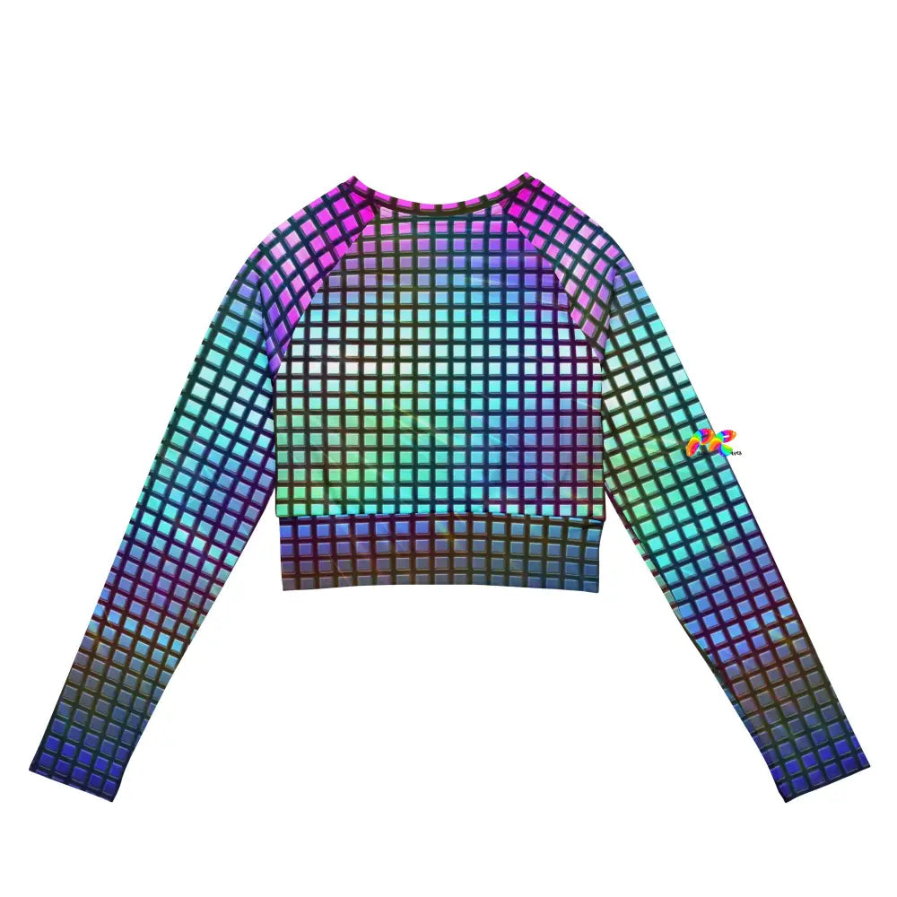 Pixelated Long Sleeve Festival Crop Top