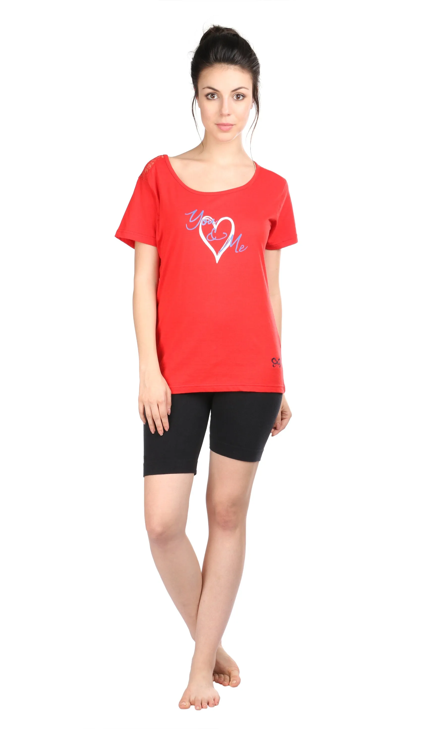 Semantic Women's Cotton T-Shirt - Love You Me Print (Slim Fit)