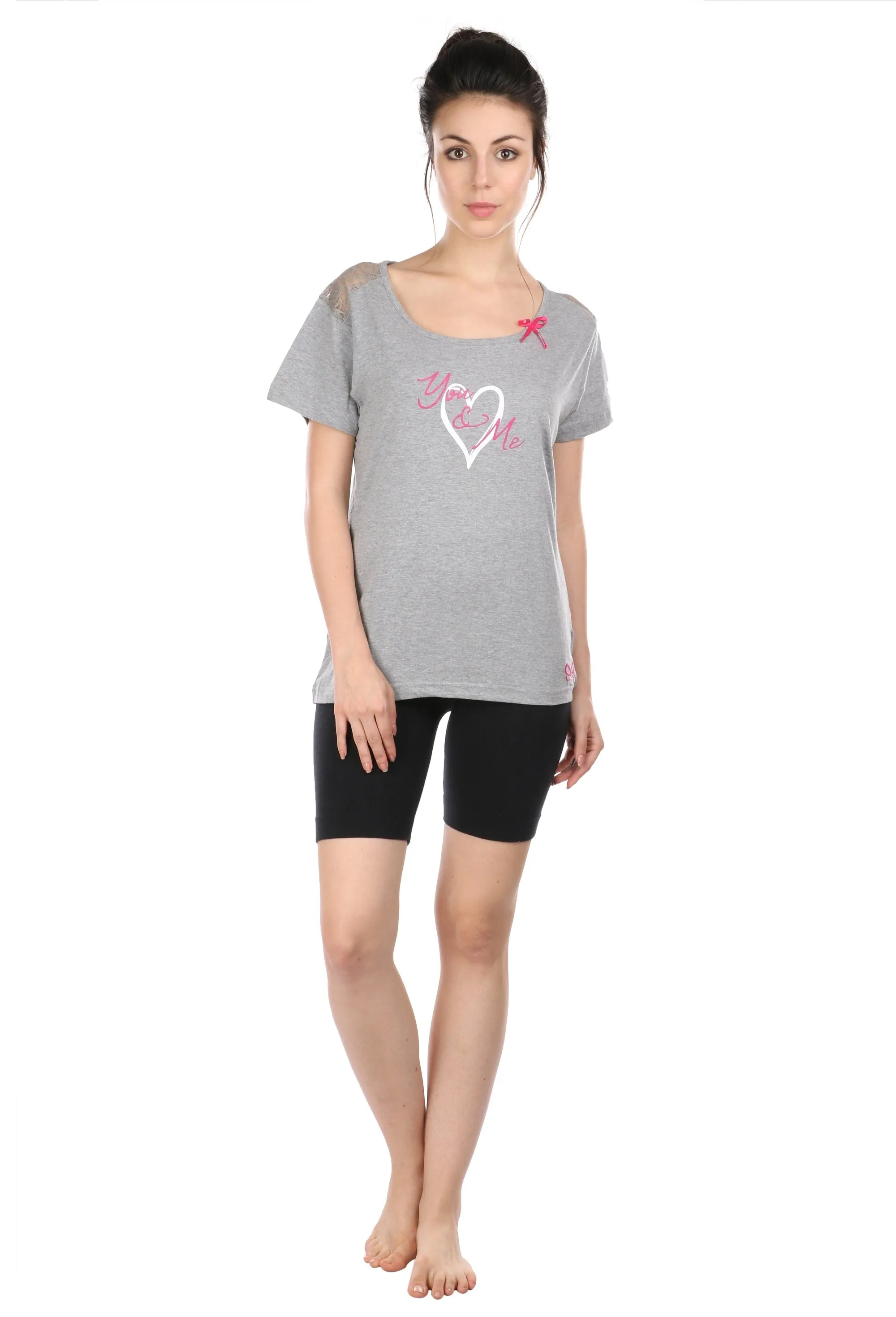 Semantic Women's Cotton T-Shirt - Love You Me Print (Slim Fit)