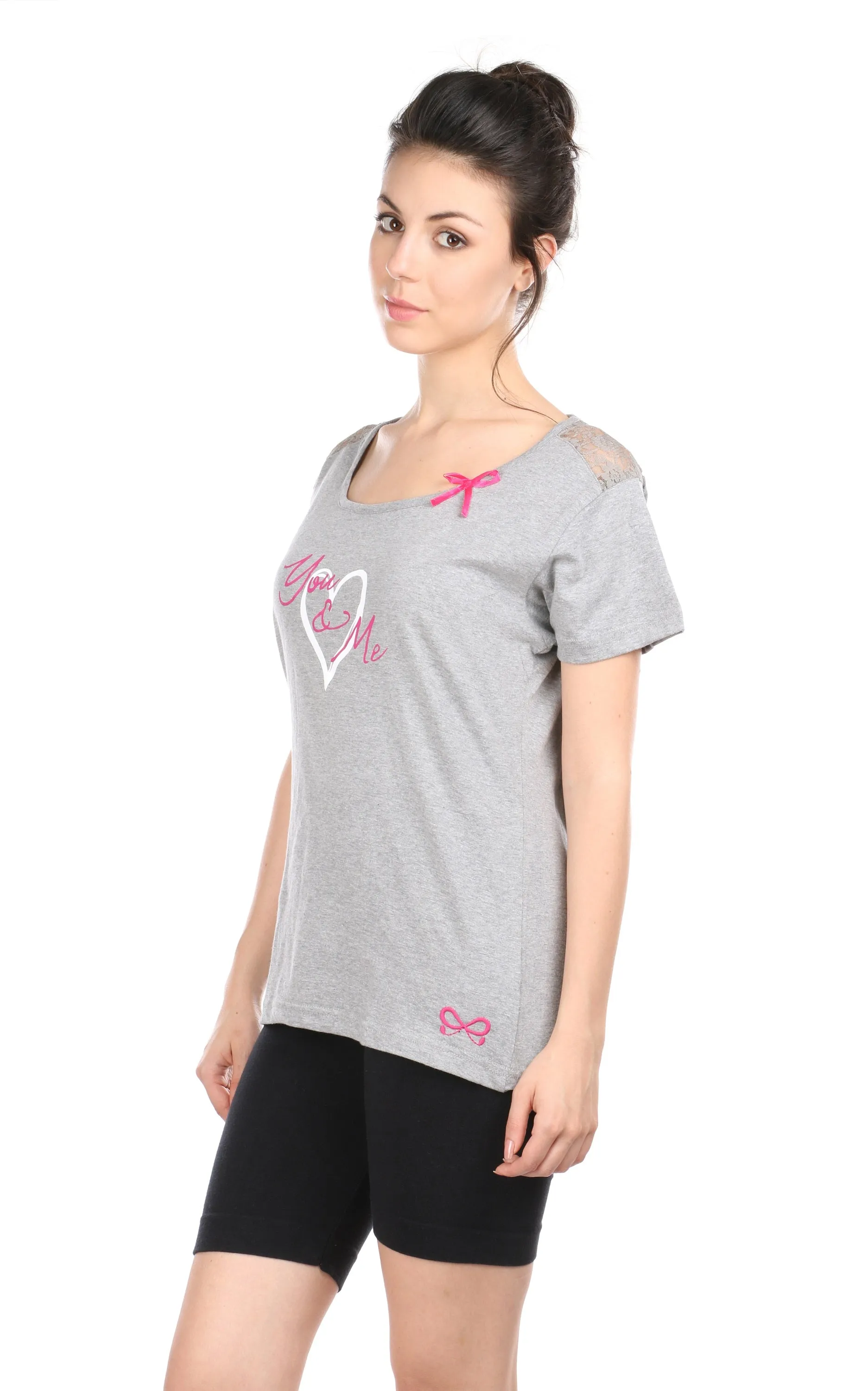 Semantic Women's Cotton T-Shirt - Love You Me Print (Slim Fit)