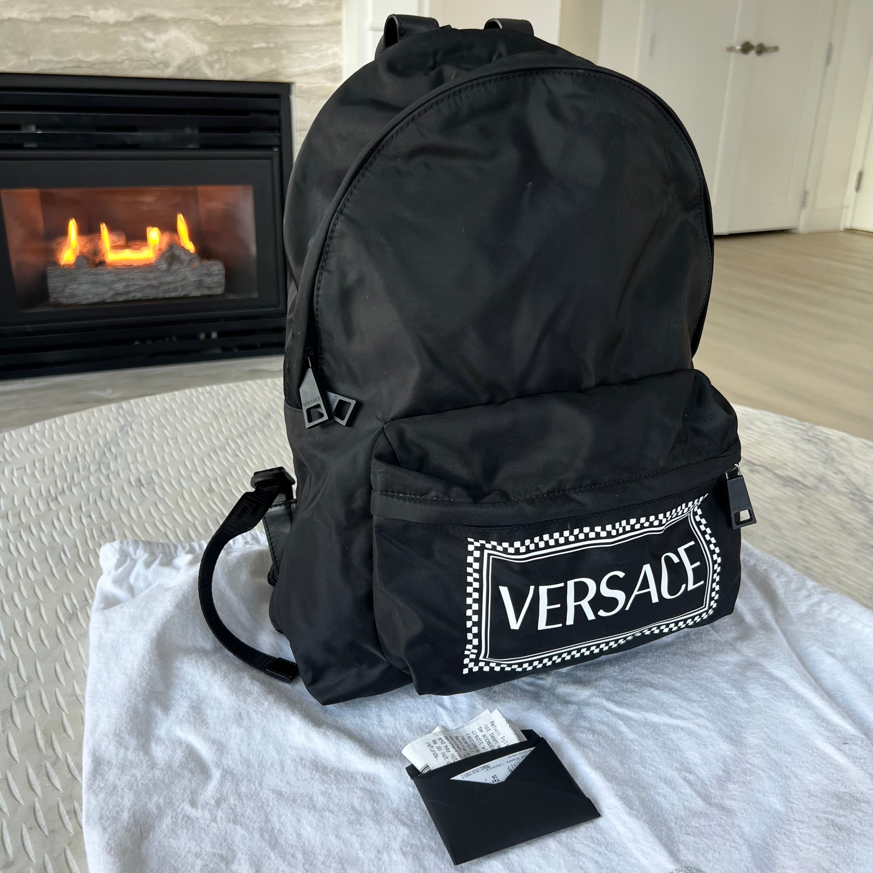 Versace Logo Nylon Backpack